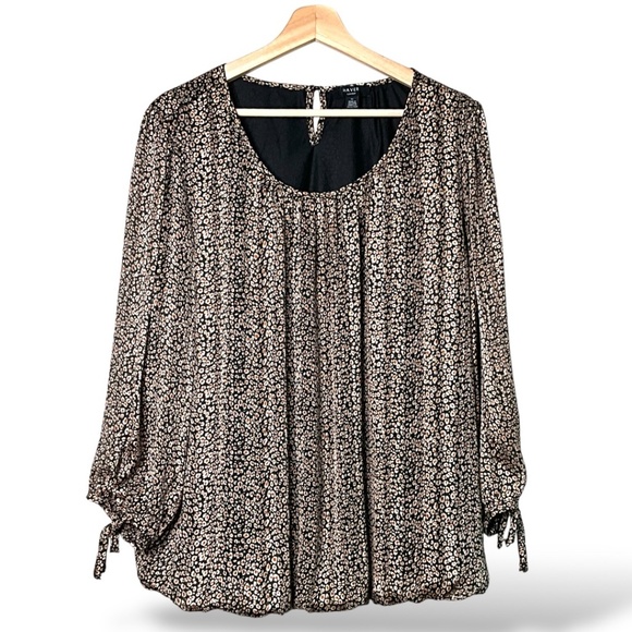 HAVER LONDON Easy Care Poly Bubble Hem Top Bubble Sleeves Fully Lined US Sz 1X - Picture 3 of 11